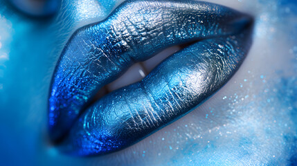 Sparkling Blue Metallic Lips