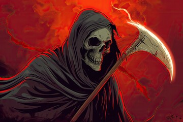 illustration of a scary Grim reaper death - obrazy, fototapety, plakaty