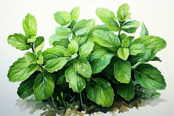 Fresh green mint on white background - 730815480