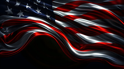 Elegant American Flag Waving in the Dark