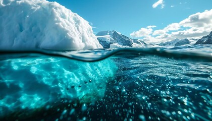 Iceberg in the ocean with a stunning view under water. - obrazy, fototapety, plakaty
