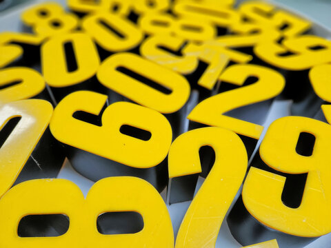 numbers on yellow background