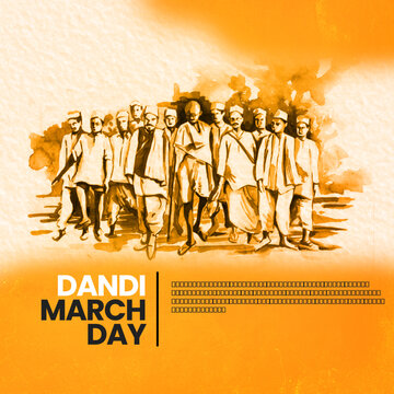 Dandi March Day Poster - Historical Figures: Commemorate Dandi March Day with this historical poster featuring figures from the iconic march and their legacy.