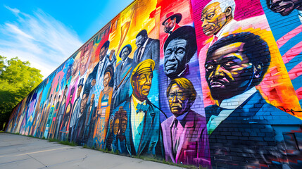 Vibrant Black History Mural Celebrating Influential Figures