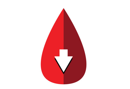 Blood with Down Arrow. Editable Clip Art.
