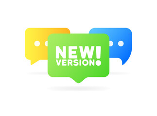New version sign. New version bubble. Flat style. Vector icon - obrazy, fototapety, plakaty