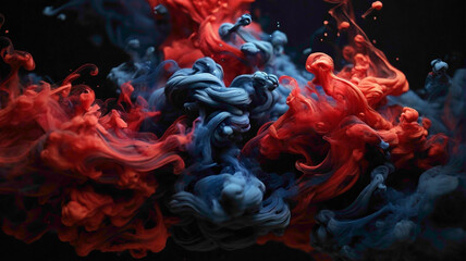 colorful mixing of the  colorful smoke mixing and cutting each other in the white color abstract...