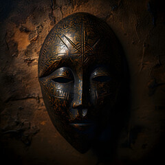 African Heritage Tribal Mask on Textured Background
