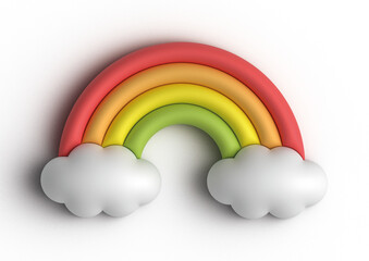 Background 3d rainbow with clouds with shadow in the air colorful rainbow air swirl illustration