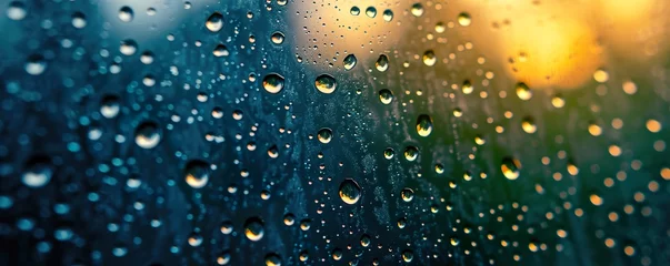 Fotobehang water drops on glass © Saad