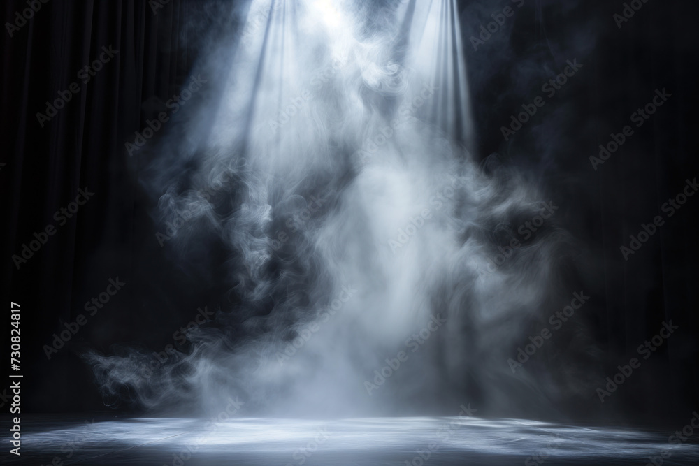 Poster spotlight and smoke on stage. background image. created with generative ai technology