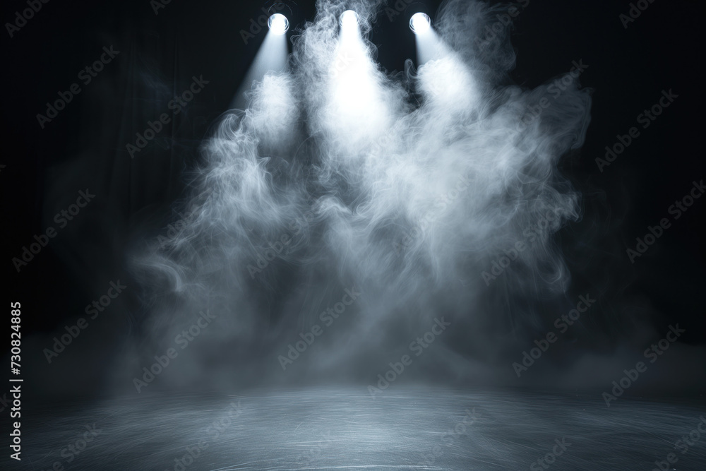 Poster spotlight and smoke on stage. background image. created with generative ai technology