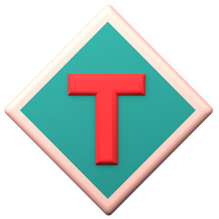 Fototapeta premium T intersection icon isolated on the white background 