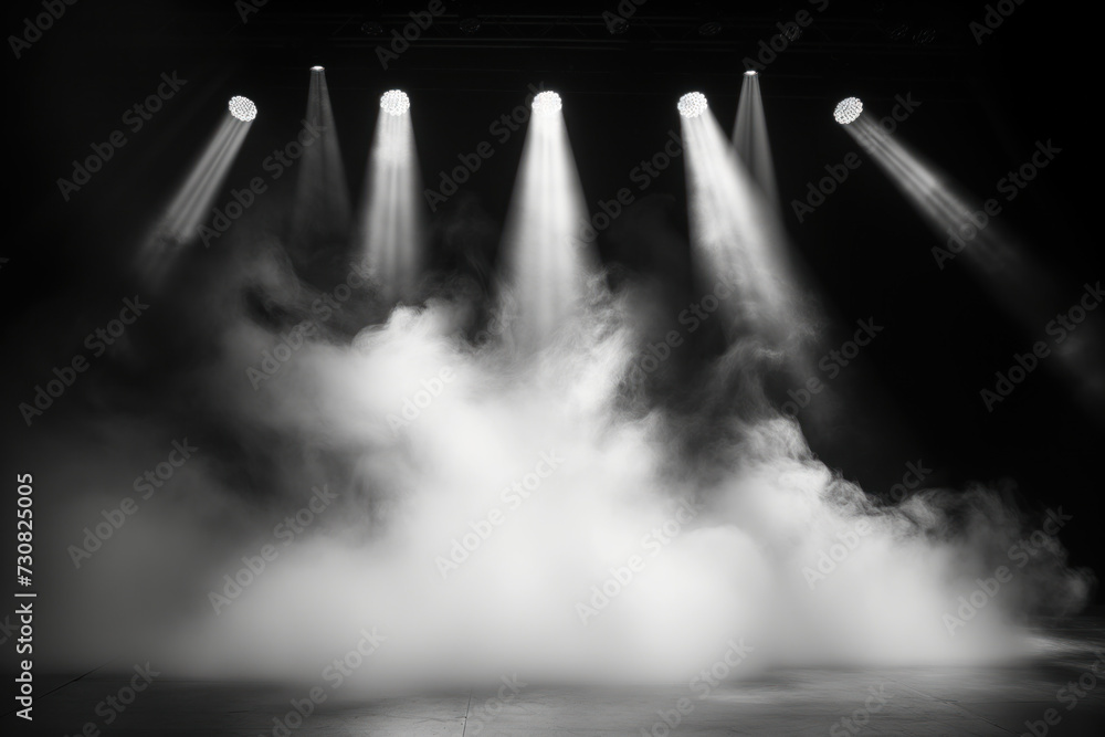Poster spotlight and smoke on stage. background image. created with generative ai technology