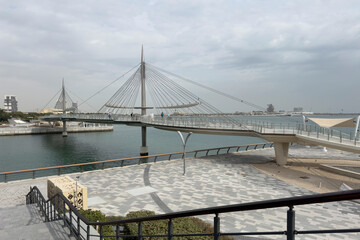 Lusail Bridge Qetaifan Island Lusail boulevard Qatar. Hanging Bridge Lusail
