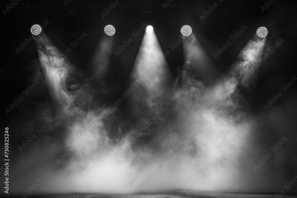 Poster spotlight and smoke on stage. background image. created with generative ai technology