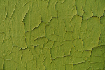 yellowish green peeling and cracking paint on the wall texture