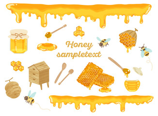 水彩風_養蜂はちみつイラスト素材セット
