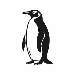 Penguin silhouette, flat logo, no color
