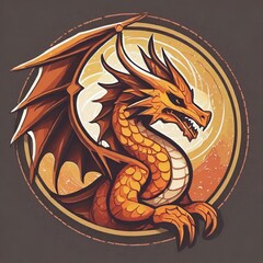 flat logo of Vector dragon illustration vector
