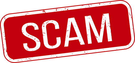Scam alert rubber stamp