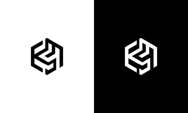 initials KMS hexagon logo design vector