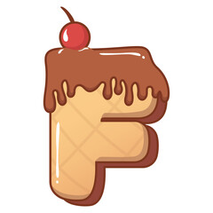 Chocolatte Ice Cream Alphabet 3D F