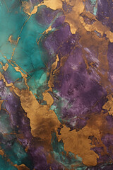 Naklejka premium Gold, green, purple color marble background