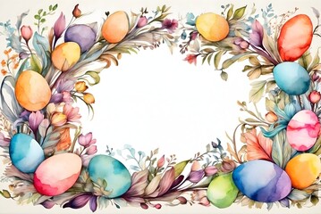 Arrangement  im Aquarell-Stil - Osterdeko - Blüten und bunte Eier