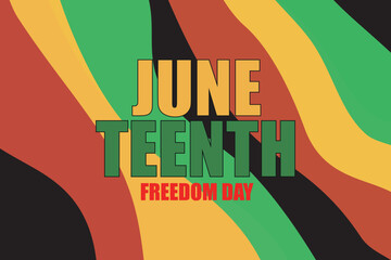 Juneteenth Independence Day. Freedom or Emancipation day. Annual american holiday, celebrated in June 19. African-American history and heritage. Poster, greeting card, banner and background. Vector