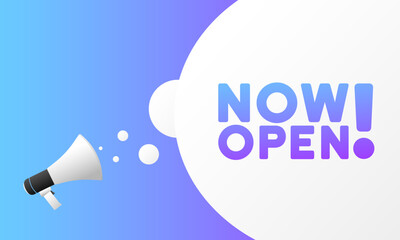 Now open sign. Flat style. Vector illustration