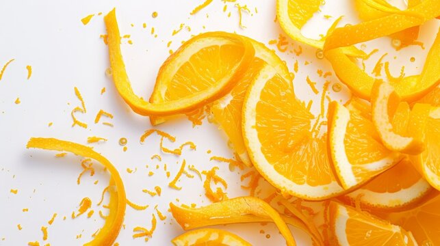 orange zest on white background.
