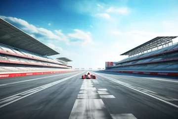 Poster F1 race track circuit road with motion blur and grandstand stadium for Formula One racing © The Picture House