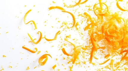 orange zest on white background.