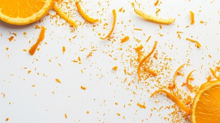 orange zest on white background.