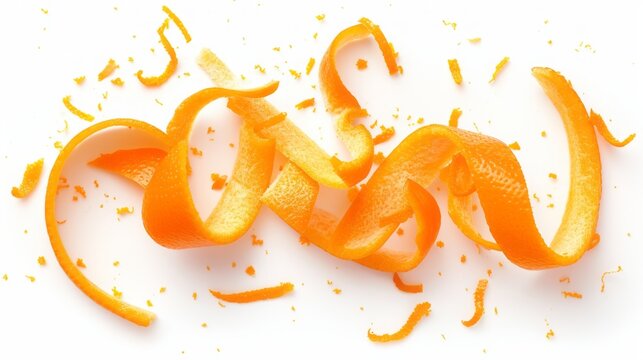 orange zest on white background.