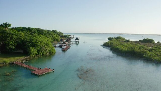 Amazing view of the Mexican Caribbean, some fancy houses have it own pier, 