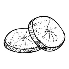 Potato slice sketch. Vegetarian food. Healthy vegetable. Hand drawn vector illustration.