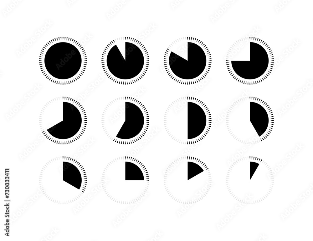 Poster countdown icons. timer icons set. silhouette style. vector icons