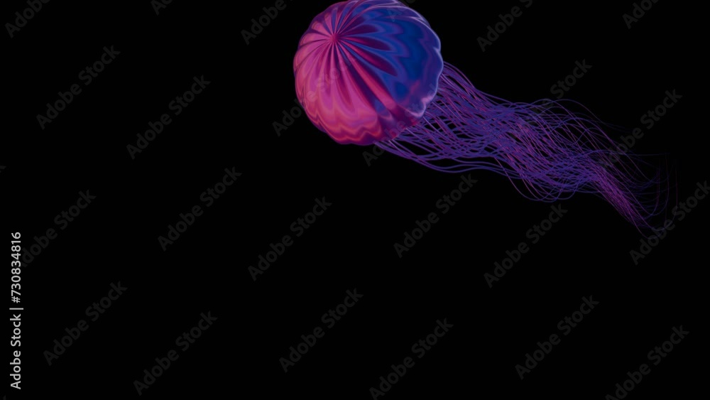 Aufkleber A surrealistic composition featuring a jellyfish with tentacles that transform into delicate, floating ribbons, creating a sense of grace and tranquility. 