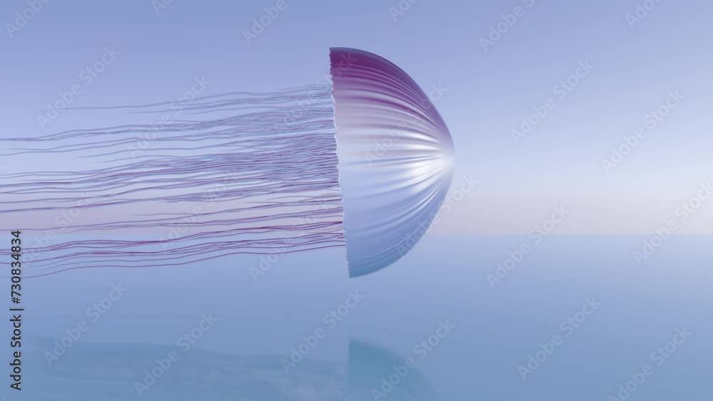 Aufkleber A surrealistic composition featuring a jellyfish with tentacles that transform into delicate, floating ribbons, creating a sense of grace and tranquility. 