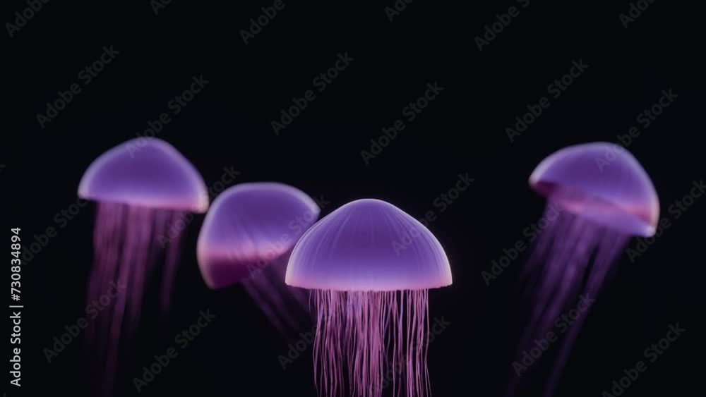 Poster a surrealistic composition featuring a jellyfish with tentacles that transform into delicate, floati