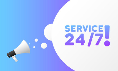 Service 24/7 sign. Flat style. Vector icons