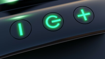 緑に光る操作ボタン-CGイラスト
