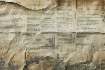Newspaper paper grunge vintage old aged texture background Unreadable news horizontal page with place for text