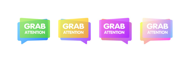 Grab attention bubbles. Flat style. Vector icons