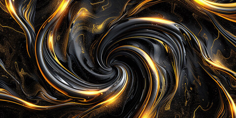 Abstract luxury swirling black gold background. Gold liquid paint background. Gold waves abstract background texture.