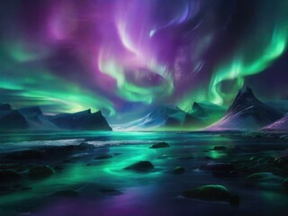 Obraz na płótnie Canvas Luminous Euphoria: Translucent Swirls Creating the Northern Lights' Enchanting Atmosphere
