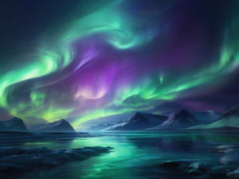 Aurora Brilliance: Captivating Northern Lights Abstract in Translucent Hues