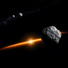 asteroids in space, ai-generatet
